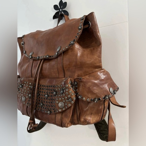 Campomaggi Teodorano Cognac Leather Big Backpack with Studs "Diamante" $925 USD - Picture 13 of 16